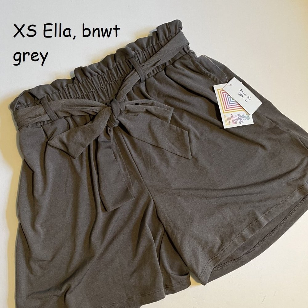 XS Lularoe Ella Paper Bag waist shorts, solid grey